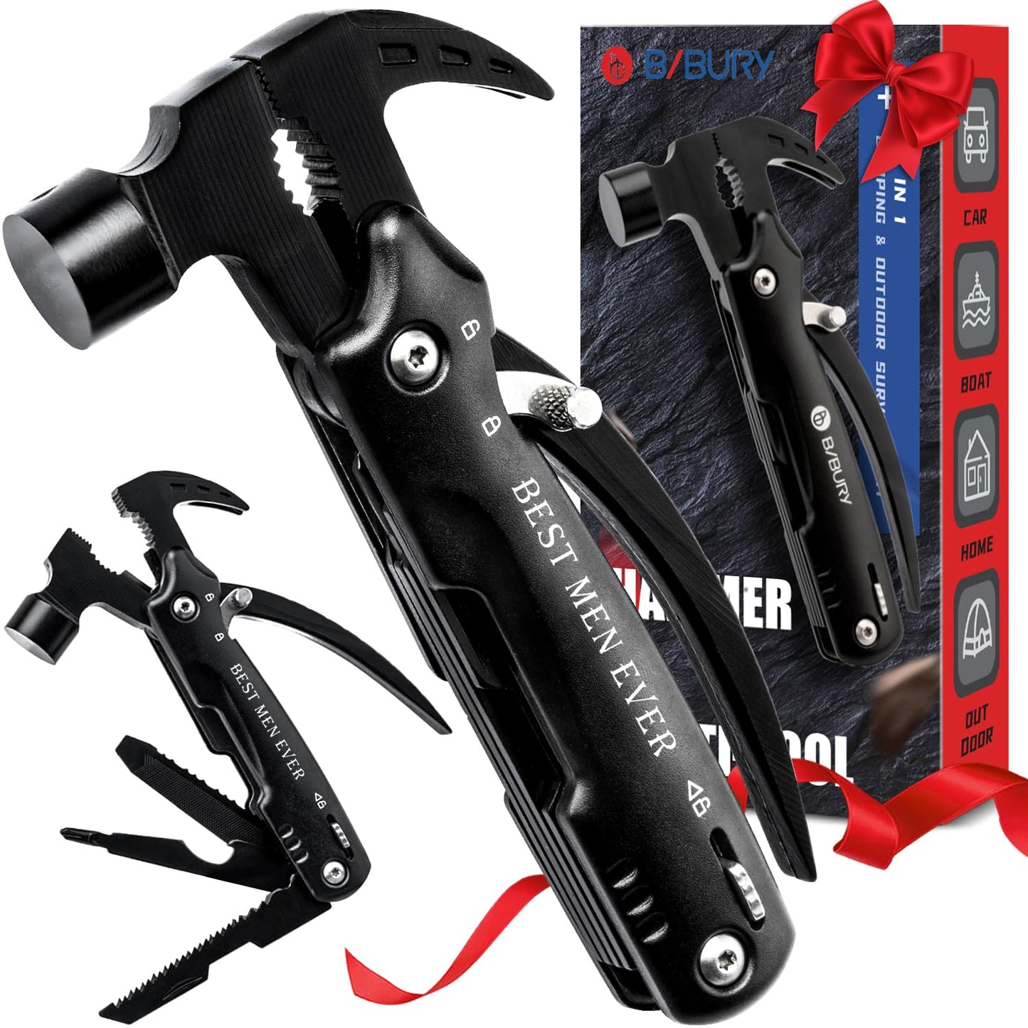 BIBURY Gifts for Men, Multi Tool Gadgets, Unique Birthday Gifts for Men, Mini Hammer Multitools Mens Gift for Dad, Christmas Presents Camping